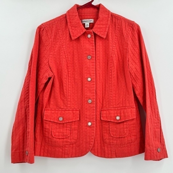 Coldwater Creek Women’s Red Orange Cotton Textured Jacket Size 8P - Picture 1 of 11